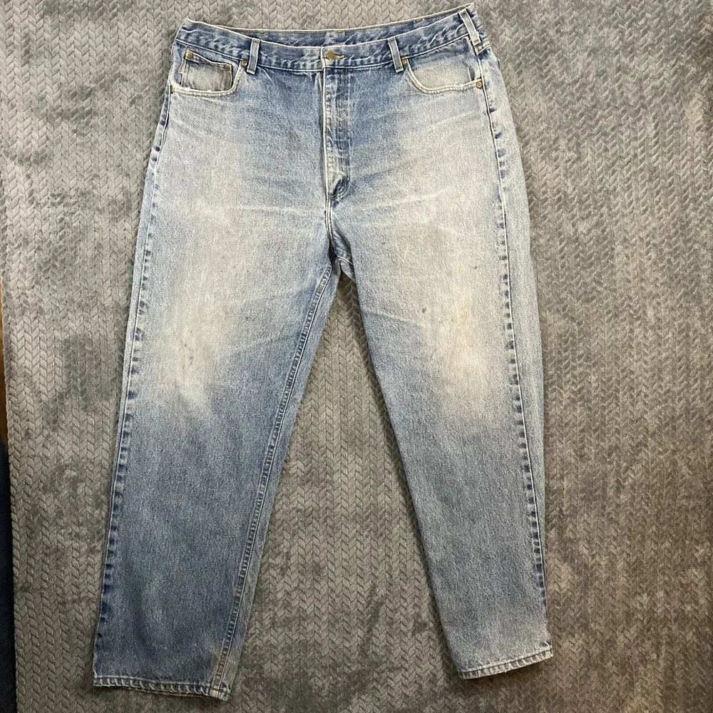 Carhartt Relaxed Fit Denim Jeans Mens 42x30 Light Wash Distressed Workwear USA